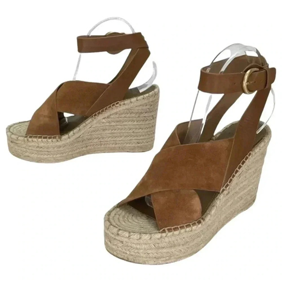 Marc Fisher LTD Abacia Tan Leather Espadrille Womens Platform Sandals 9M - Picture 14 of 15